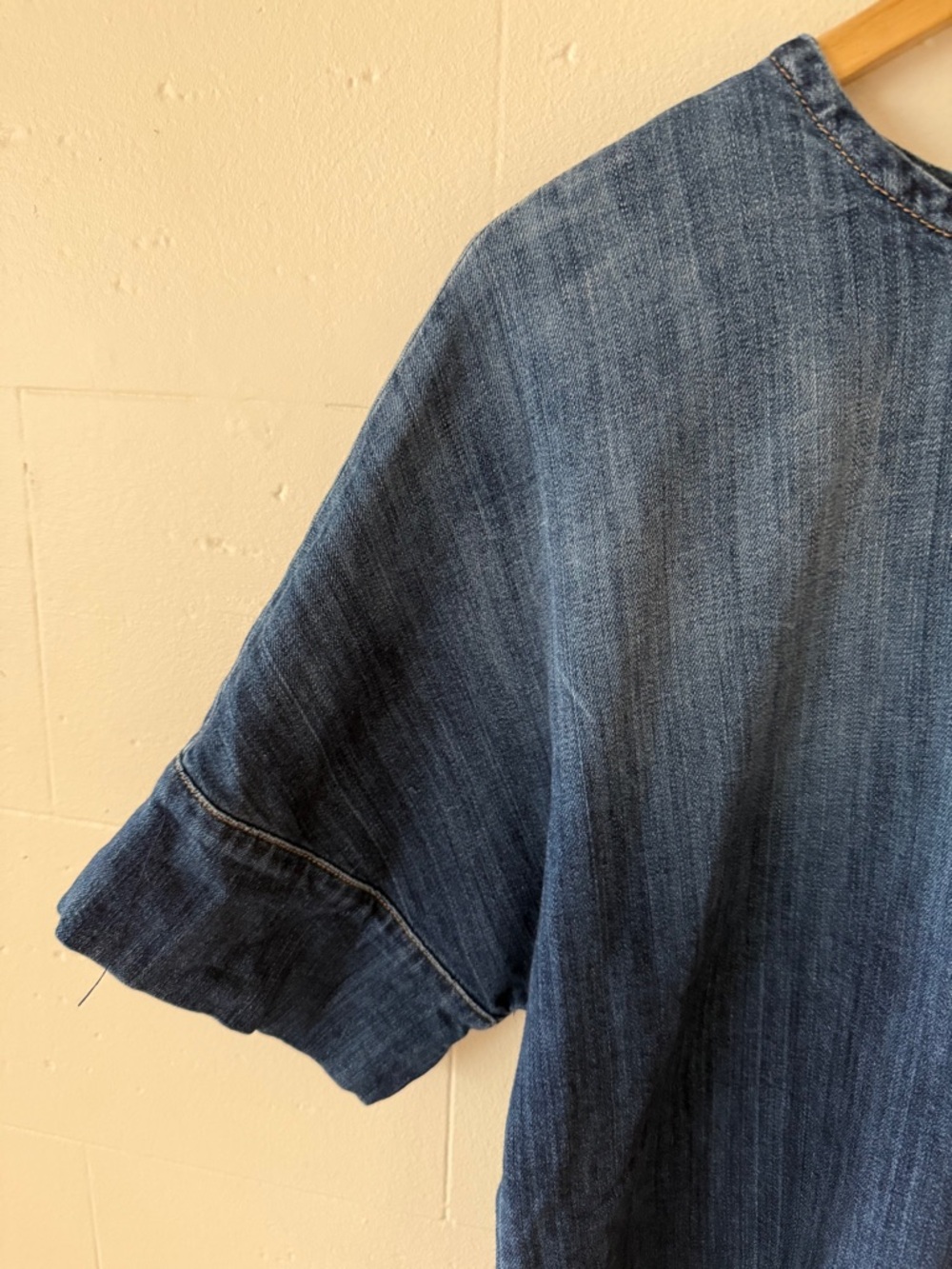 Current/Elliott | Denim Short Sleeve Top Minimal Capsule | Large - Picture 8 of 9